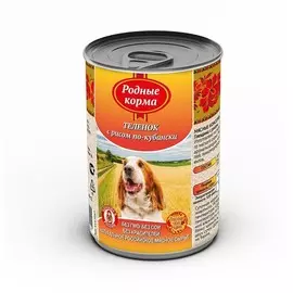 Консервы Родные Корма теленок с рисом по-кубански для собак (410 г, Теленок с рисом)
