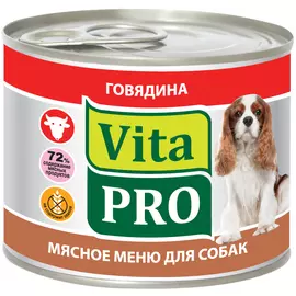 Консервы Vita Pro мясное меню для взрослых собак (200 г, с Говядиной)