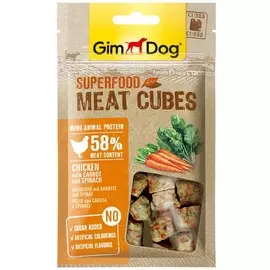 Лакомство GimDog Мясные Кубики Суперфуд из курицы с морковью и шпинатом для собак (40 г)