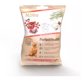 Лакомство Molina PerfectHealth Хрустящие подушечки Мясное ассорти для кошек (50 г)