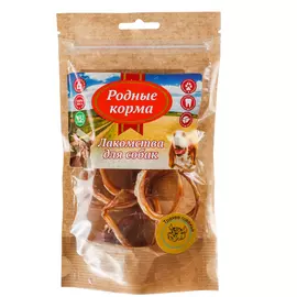 Лакомство Родные Корма трахея говяжья мелкие колечки сушеные в печи для собак (30 г)