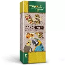 Лакомство Triol Original с фруктами и мёдом для крупных и средних попугаев 2 шт (2 шт, Фрукты и мед)