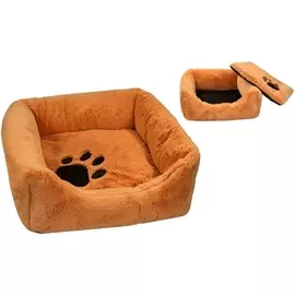 Лежак Дарэлл Zоо-М Belka квадратный пухлый с подушкой для животных (35 х 35 х 13 см, Рыжий)