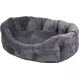 Лежак Yami-Yami овальный пухлый с подушкой серый для животных (47 х 38 х 17 см, Серый)