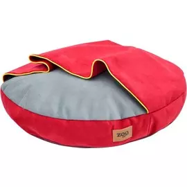 Лежанка-карман Zooexpress Ампир круглая мебельная ткань серый/бордо для животных (60 х 60 х 10 см, Серый бордо)