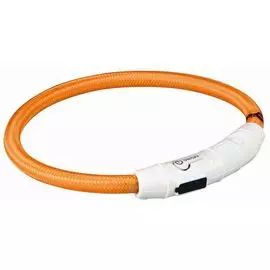 Мигающее USB кольцо Trixie нейлоновое оранжевое для собак (XS–S: 35 см/ф 7 мм, Оранжевый)