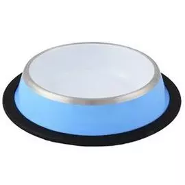 Миска Ankur цветная металлическая с резиновым основанием для животных (0,45 л, Синий)