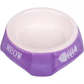 Миска КерамикАрт керамическая фиолетовая с рыбками для кошек (140 мл, Фиолетовый)