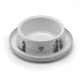 Миска Moderna Cats in Love пластиковая нескользящая для кошек (210 мл, Серо-белый)