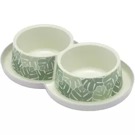 Миска Moderna Trendy Райский Сад двойная с защитой от муравьев для собак и кошек (2 х 350 мл, Зеленый)