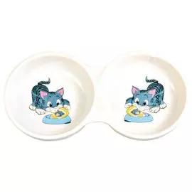 Миска Trixie 4014 керамическая двойная для кошек