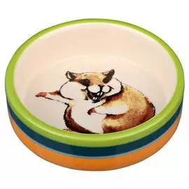 Миска Trixie керамическая разноцветная с рисунком для грызунов (80 мл/ø 8 см, Для хомяка, Разноцветная/кремовая)