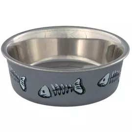 Миска Trixie стальная с пластиковым покрытием для кошек (0,25 л/ф 12 см, Цвета в ассортименте)