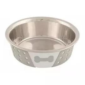 Миска Trixie стальная с пластиковым покрытием для собак (0,4 л/ø 14 см, белая/серая)