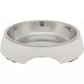 Миска Trixie стальная с подставкой из меламина белая для животных (0,2 х ф 14 см, Белая)