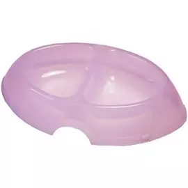 Миска Zooexpress овальная двойная прозрачная DeLuxe для кошек (2 х 200 мл, Розовый)