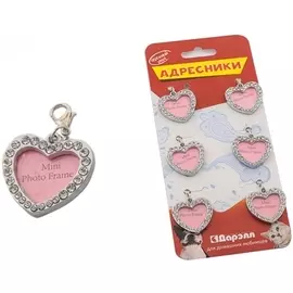 Набор адресников Дарэлл "Сердечко со стразами" для собак (35 х 25 мм 6 шт)