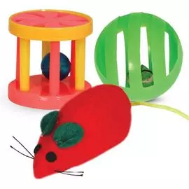 Набор игрушек Triol XW0316 мяч, мышь, барабан для кошек (Ø 35 мм; 85 мм; 40 мм,)