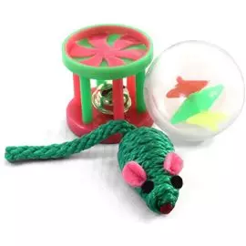 Набор игрушек Triol XW7006 мяч, мышь, барабан для кошек (Ø 45 мм; 50 мм; 45 мм,)