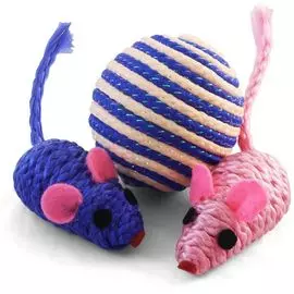 Набор игрушек Triol XW7007 мяч, 2 мыши для кошек (Ø 45 мм; 50 мм,)