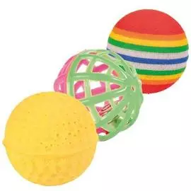 Набор из 3-х мячей Trixie для кошек (3 шт. ø 4 см, В ассортименте)