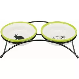 Набор мисок Trixie бело-зеленый для кроликов (2 X 0,3 л/13 см, Белый/Зеленый)