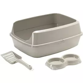 Набор Moderna серый совок+двойная миска+туалет-лоток с рамкой для котят (50 х 38 х 10,8 см, Серый)