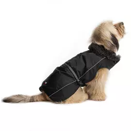 Нано куртка Dog Gone Smart Aspen parka зимняя с меховым воротником для собак (25,4 см, Чёрная)