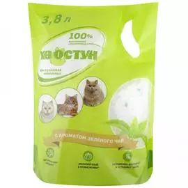 Наполнитель Хвостун силикагелевый с ароматом зеленого чая для кошек (3,8 л (1,6 кг))