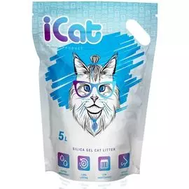 Наполнитель iCAT силикагелевый без ароматизатора для кошек (5 л (2,1 кг))