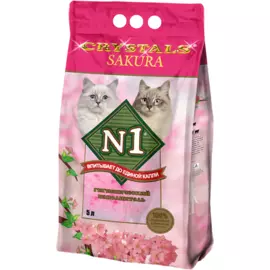 Наполнитель N1 Crystals Sakura впитывающий силикагелевый для кошек (5 л (2 кг)Розовый/Белый)