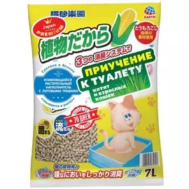 Наполнитель Premium Pet Japan растительный с луговыми травами комкующийся кукурузный для кошек (7 л (1,9 кг))