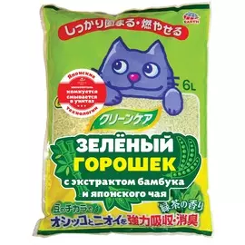 Наполнитель Premium Pet Japan зеленый горошек комкующийся с экстрактом бамбука и японского чая для кошек (6 л (3 кг))