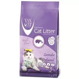 Наполнитель Van Cat Lavender комкующийся глиняный с ароматом для кошек (5 кг с ароматом лаванды)