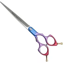 Ножницы Komondor Радуга прямые для корейской стрижки животных (17,8 см, Синий)