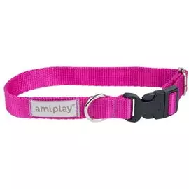 Ошейник Amiplay Samba регулируемый розовый для собак (M: 25-40 (b) см x 2 см, Розовый)