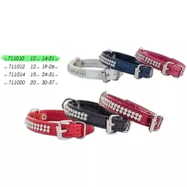 Ошейник Дарэлл "Брайт Комфорт Люкс" кожаный сложен вдвойне прошитый со стразами для собак (12 мм х 19-26 см, )