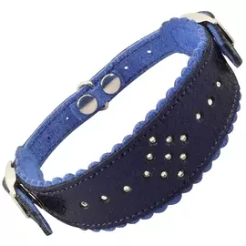 Ошейник Gamma Такса мини кожаный двойной со стразами для собак (32 х 320 мм, В заказе будет случайный цвет)