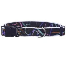 Ошейник Yami-Yami со светоотражающим кантом с рисунком черный для собак (48 - 65 см х 30 мм)