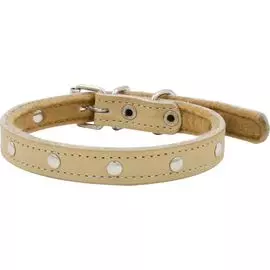 Ошейник Zooexpress однослойный с бусинкой с фетром бежевый для собак (14 мм х 32 см, Бежевый)