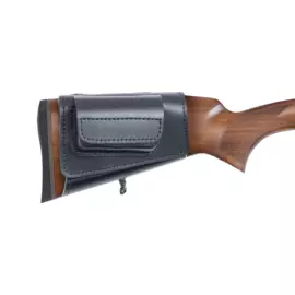 Патронташ Хольстер на приклад под с чехлом под зап.маг.3-5п кал.REM223 и аналоги до 60мм кожа (Нарезной патрон, Черный)