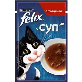 Паучи Felix Суп с говядиной для кошек (48 г, Говядина)