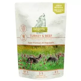 Паучи Isegrim Roots со вкусом Индейки и Говядины со сладким картофелем для щенков (410 г, Индейка и говядина)