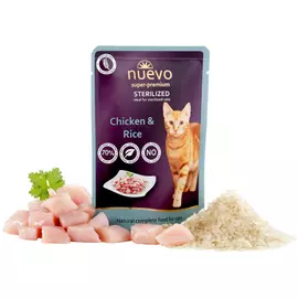 Паучи Nuevo Sterilized для стерилизованных кошек (85 г, Курица с рисом)