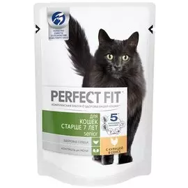 Паучи Perfect Fit Senior для пожилых кошек (75 г, Курица)