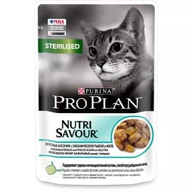 Паучи Pro Plan NutriSavour Sterilised с океанической рыбой в желе для стерилизованных кошек (85 г, Океаническая рыба)