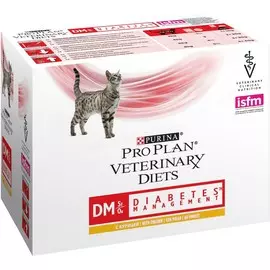 Паучи Pro Plan Veterinary Diets DM Diabetes Management с курицей в соусе для кошек при диабете (85 г, Курица)