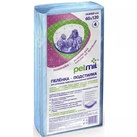 Пеленка Petmil впитывающая одноразовая для животных (60 х 90 см, 10 шт)