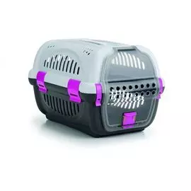 Переноска Beeztees для транспортировки животных (Д 51 х Ш 34,5 х В 33 см, Серо-розовая)