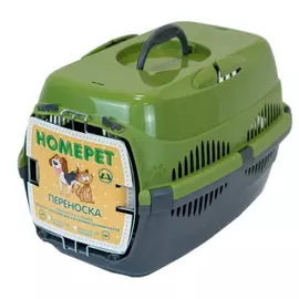 Переноска Homepet с металлической дверцей оливково-серая для животных до 9 кг (43 х 29 х 27 см, Оливково-серый)